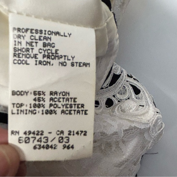 Vintage Jessica McClintock Gunne Sax Size 18W Black Ivory Lace Maxi Dress Slit - Picture 4 of 16